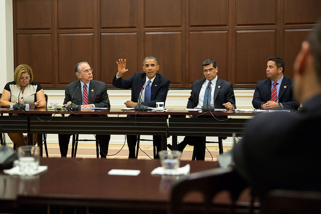 President Barack Obama meets with the Congressional Hispanic Caucus